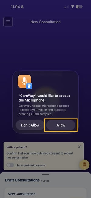 CW Mobile App - Allow Microphone