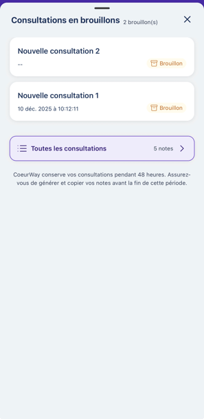 CW app mobile - Consultation passée 2
