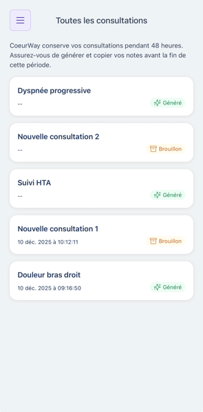 CW app mobile - Consultation passée 4