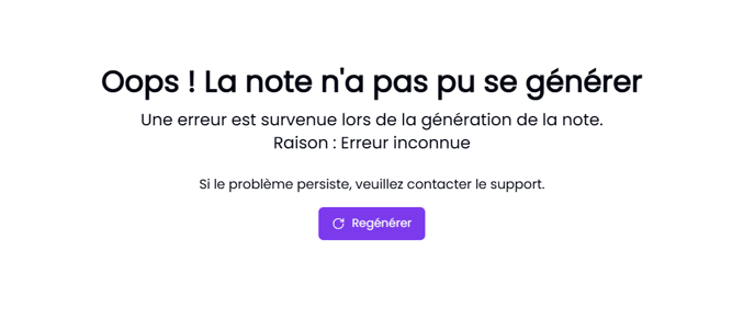 Erreur_Génération de note