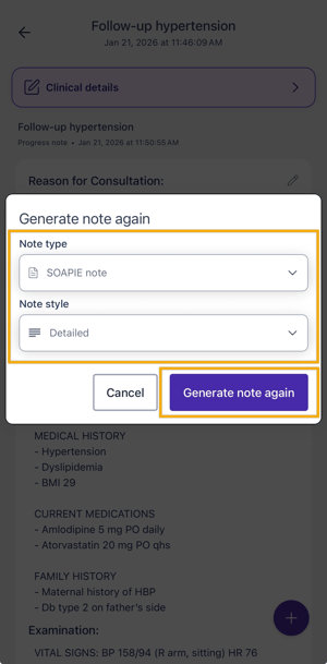 Generate note again 2