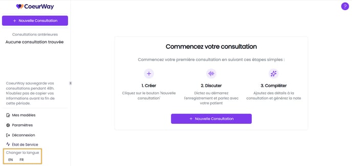 Langue de lapplication