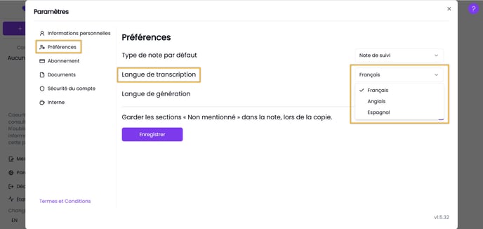 Langue de transcription