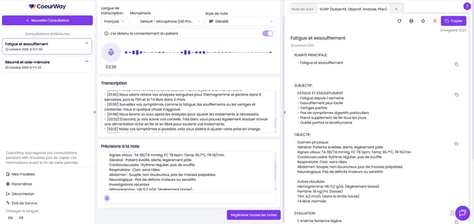 Note générée avec précisions à la note