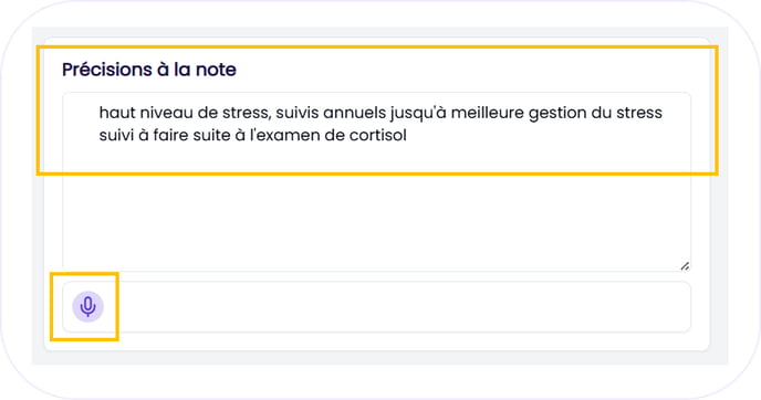 Précision à la note
