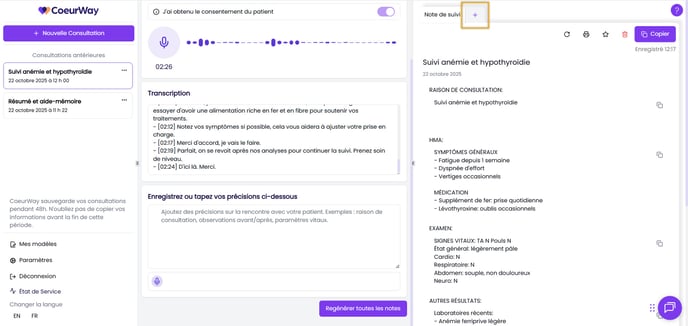 Régénérer une note 1