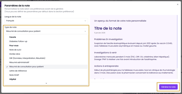 Résumé de consultation